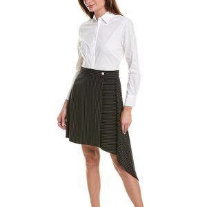 #M8 Taylor Women's Mixed-Media Side-Draped Shirtdress